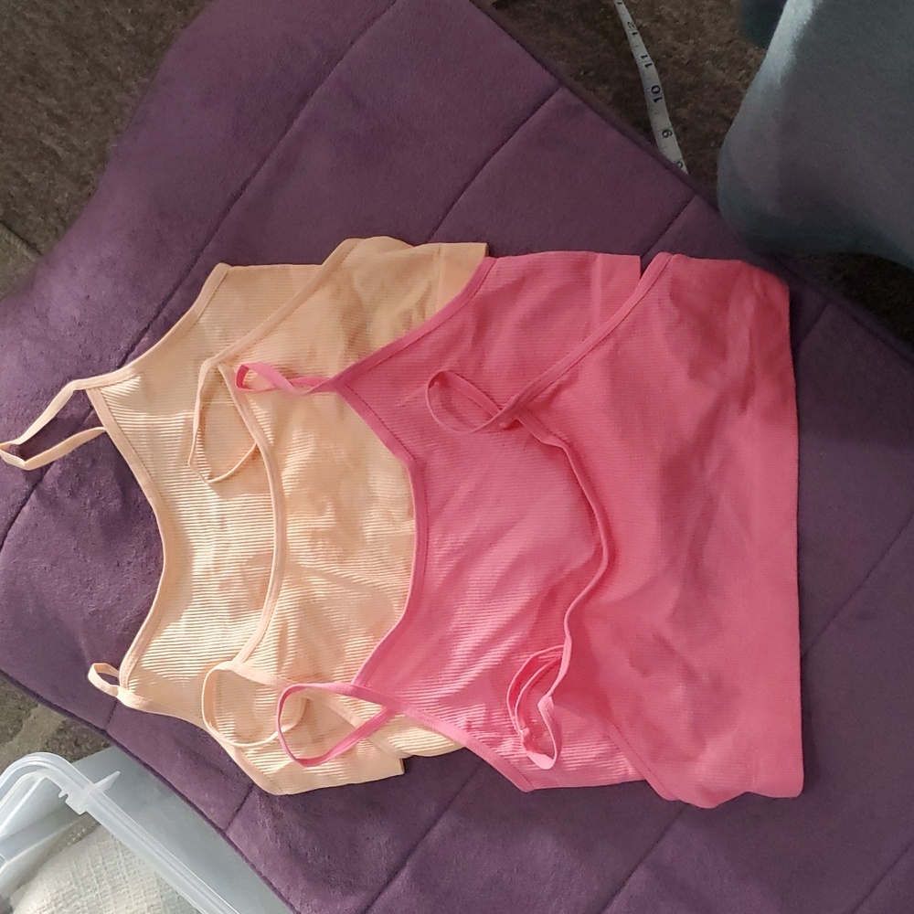 Zara Pink And Peach Ribbed Bralette Size 13-14 (Package Of 4)